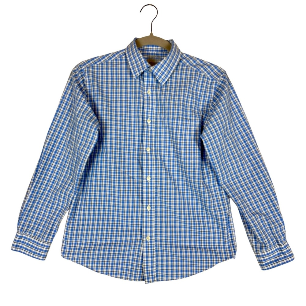 Cat‎ & Jack Shirt Boys 10-12 Blue Gingham Button Up Long Sleeve Collared